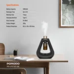 ⁦موزّع عطور بدون ماء Porodo Lifestyle Aroma Sphere – انتشار بارد، 3 أوضاع، بطارية 7 أيام، شحن USB-C، أسود⁩ - الصورة ⁦2⁩