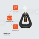 ⁦موزّع عطور بدون ماء Porodo Lifestyle Aroma Sphere – انتشار بارد، 3 أوضاع، بطارية 7 أيام، شحن USB-C، أسود⁩ - الصورة ⁦3⁩