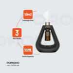 ⁦موزّع عطور بدون ماء Porodo Lifestyle Aroma Sphere – انتشار بارد، 3 أوضاع، بطارية 7 أيام، شحن USB-C، أسود⁩ - الصورة ⁦4⁩