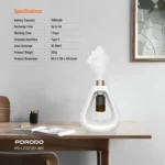⁦موزّع عطور بدون ماء Porodo Lifestyle Aroma Sphere – انتشار بارد، 3 أوضاع، بطارية 7 أيام، شحن USB-C، أبيض⁩ - الصورة ⁦2⁩