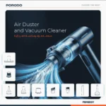 ⁦مكنسة وبلاور سيارة لاسلكية Porodo – شفط عملاق 22000Pa، محرك 90000RPM، بطارية 8000mAh، هيكل ألمنيوم، رمادي داكن⁩ - الصورة ⁦2⁩