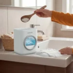 ⁦غسالة ملابس صغيرة محمولة Porodo Lifestyle Launder – 1.7 لتر، غسل وتعقيم، 3 أوضاع، شحن USB-C، أبيض⁩ - الصورة ⁦2⁩